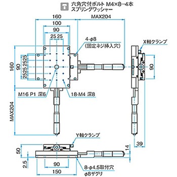 XY軸ロングアルミクロスローラステージ ステージサイズ100×160mm TAM-10162シリーズ シグマ光機