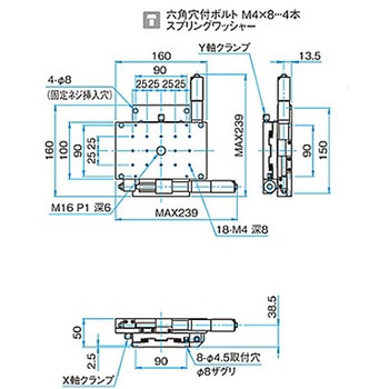XY軸ロングアルミクロスローラステージ ステージサイズ100×160mm TAM-10162シリーズ シグマ光機