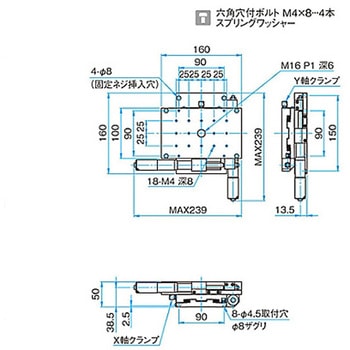 XY軸ロングアルミクロスローラステージ ステージサイズ100×160mm TAM-10162シリーズ シグマ光機