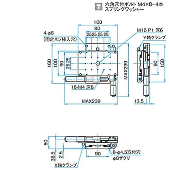 XY軸ロングアルミクロスローラステージ ステージサイズ100×160mm TAM-10162シリーズ シグマ光機