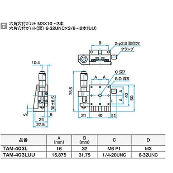 Z軸アルミクロスローラステージ(垂直) ステージサイズ40mm TAMシリーズ シグマ光機