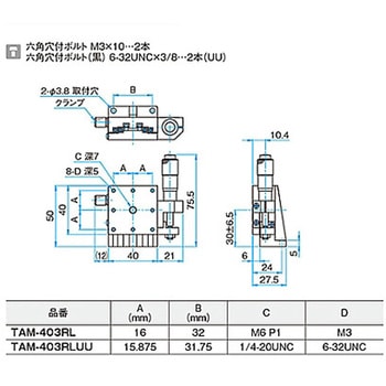 Z軸アルミクロスローラステージ(垂直) ステージサイズ40mm TAMシリーズ シグマ光機