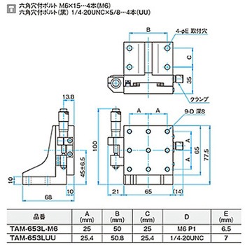 Z軸アルミクロスローラステージ(垂直) ステージサイズ40mm TAMシリーズ シグマ光機