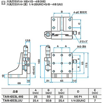 Z軸アルミクロスローラステージ(垂直) ステージサイズ40mm TAMシリーズ シグマ光機