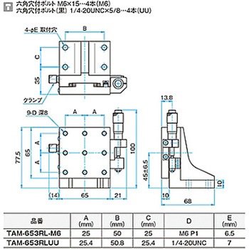 Z軸アルミクロスローラステージ(垂直) ステージサイズ40mm TAMシリーズ シグマ光機