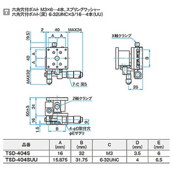 XZ軸フラットスチールステージ ステージサイズ40mm TSD-404シリーズ シグマ光機