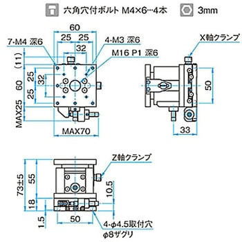 XZ軸フラットスチールステージ ステージサイズ60mm TSD-604シリーズ シグマ光機