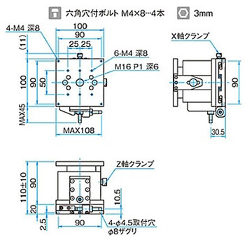 XZ軸フラットスチールステージ ステージサイズ100mm TSD-1004シリーズ シグマ光機