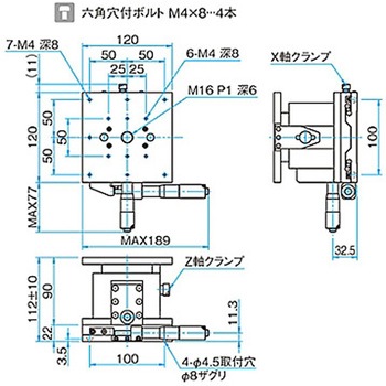 XZ軸フラットスチールステージ ステージサイズ120mm TSD-1204シリーズ - シグマ光機