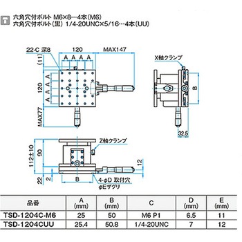 XZ軸フラットスチールステージ ステージサイズ120mm TSD-1204シリーズ シグマ光機