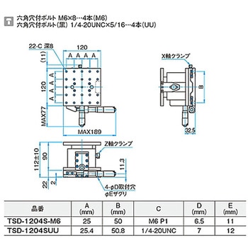 XZ軸フラットスチールステージ ステージサイズ120mm TSD-1204シリーズ シグマ光機