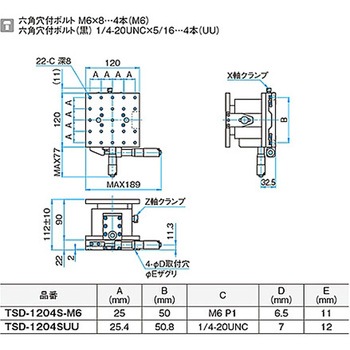 XZ軸フラットスチールステージ ステージサイズ120mm TSD-1204シリーズ シグマ光機