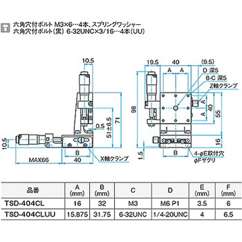 XZ軸スチールステージ(垂直) ステージサイズ40mm TSD-404シリーズ シグマ光機