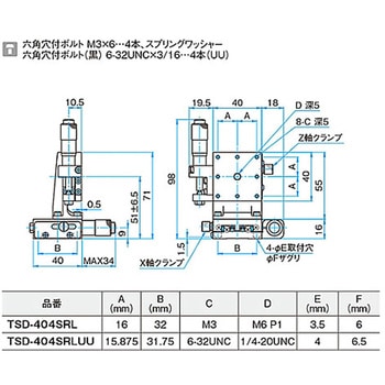 XZ軸スチールステージ(垂直) ステージサイズ40mm TSD-404シリーズ シグマ光機