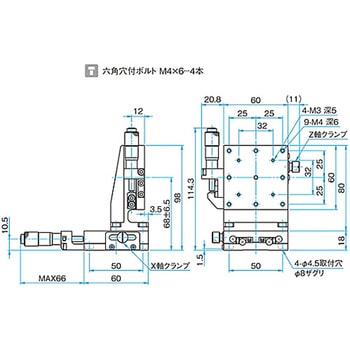 XZ軸スチールステージ(垂直) ステージサイズ60mm TSD-604シリーズ - シグマ光機