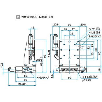 XZ軸スチールステージ(垂直) ステージサイズ60mm TSD-604シリーズ - シグマ光機