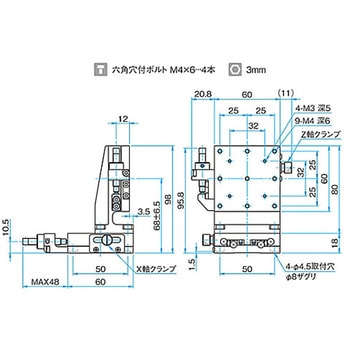 XZ軸スチールステージ(垂直) ステージサイズ60mm TSD-604シリーズ シグマ光機