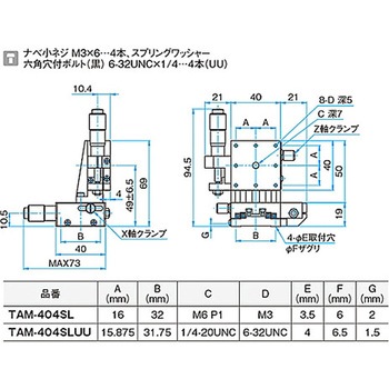 XZ軸アルミクロスローラステージ(垂直) ステージサイズ40mm TAMシリーズ - シグマ光機