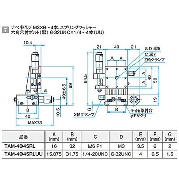 XZ軸アルミクロスローラステージ(垂直) ステージサイズ40mm TAMシリーズ シグマ光機