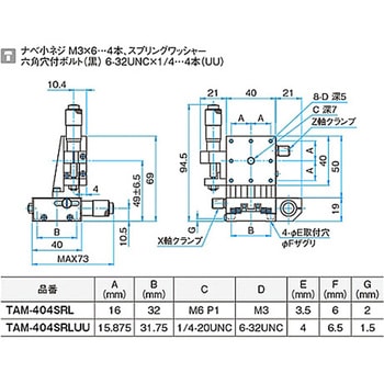 XZ軸アルミクロスローラステージ(垂直) ステージサイズ40mm TAMシリーズ - シグマ光機