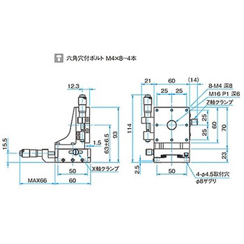 XZ軸アルミクロスローラステージ(垂直) ステージサイズ40mm TAMシリーズ シグマ光機