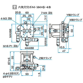 XYZ軸フラットスチールステージ ステージサイズ60mm TSD-605シリーズ - シグマ光機