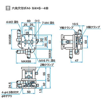 XYZ軸フラットスチールステージ ステージサイズ60mm TSD-605シリーズ シグマ光機