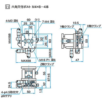 XYZ軸フラットスチールステージ ステージサイズ60mm TSD-605シリーズ - シグマ光機