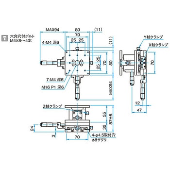 XYZ軸フラットスチールステージ ステージサイズ80mm TSD-805シリーズ - シグマ光機