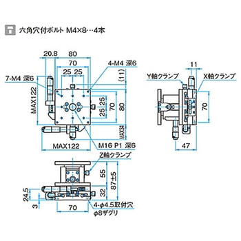 XYZ軸フラットスチールステージ ステージサイズ80mm TSD-805シリーズ - シグマ光機