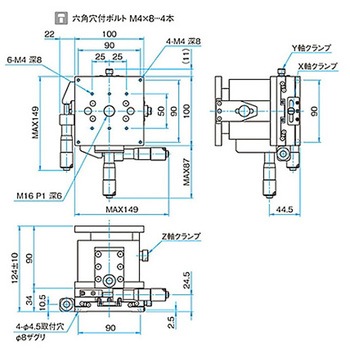 XYZ軸フラットスチールステージ ステージサイズ100mm TSD-1005シリーズ シグマ光機