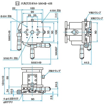 XYZ軸フラットスチールステージ ステージサイズ100mm TSD-1005シリーズ シグマ光機