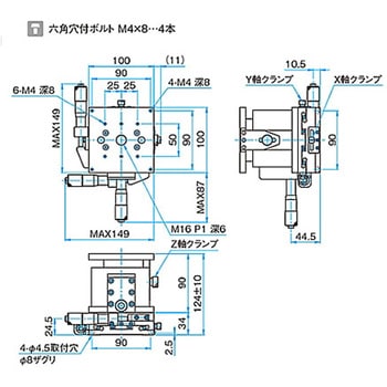 XYZ軸フラットスチールステージ ステージサイズ100mm TSD-1005シリーズ シグマ光機