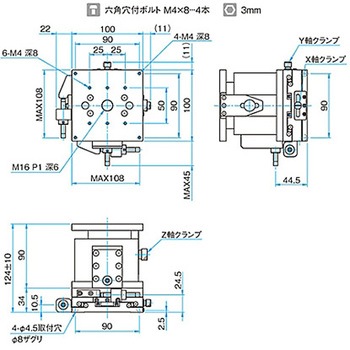 XYZ軸フラットスチールステージ ステージサイズ100mm TSD-1005シリーズ シグマ光機
