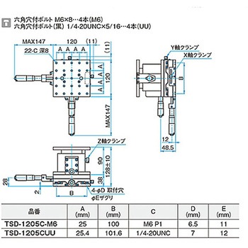 XYZ軸フラットスチールステージ ステージサイズ120mm TSD-1205シリーズ シグマ光機