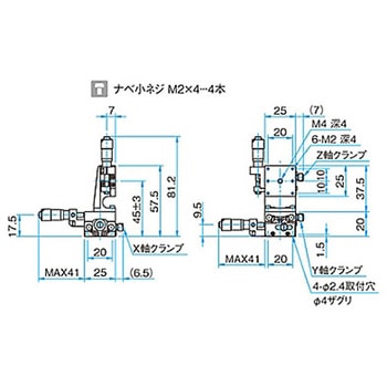 XYZ軸スチールステージ(垂直) ステージサイズ25mm TSD-255シリーズ シグマ光機