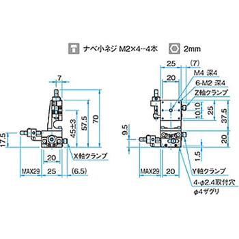 XYZ軸スチールステージ(垂直) ステージサイズ25mm TSD-255シリーズ シグマ光機