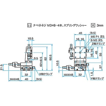 XYZ軸スチールステージ(垂直) ステージサイズ40mm TSD-405シリーズ シグマ光機