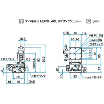XYZ軸スチールステージ(垂直) ステージサイズ40mm TSD-405シリーズ シグマ光機