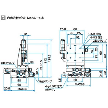 XYZ軸スチールステージ(垂直) ステージサイズ60mm TSD-605シリーズ シグマ光機