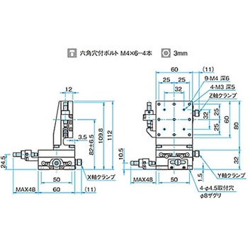 XYZ軸スチールステージ(垂直) ステージサイズ60mm TSD-605シリーズ シグマ光機