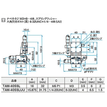 XYZ軸アルミクロスローラステージ(垂直) ステージサイズ40mm TAMシリーズ - シグマ光機