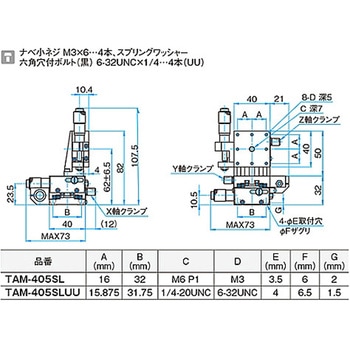 XYZ軸アルミクロスローラステージ(垂直) ステージサイズ40mm TAMシリーズ - シグマ光機