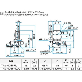XYZ軸アルミクロスローラステージ(垂直) ステージサイズ40mm TAMシリーズ - シグマ光機