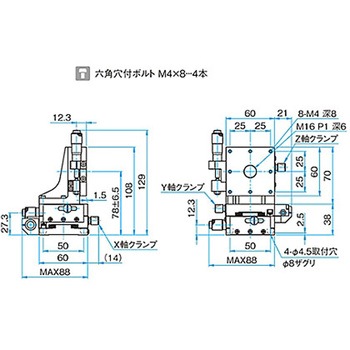 XYZ軸アルミクロスローラステージ(垂直) ステージサイズ40mm TAMシリーズ シグマ光機