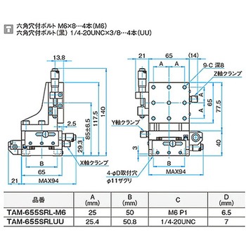 XYZ軸アルミクロスローラステージ(垂直) ステージサイズ40mm TAMシリーズ シグマ光機