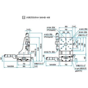 XYZ軸アルミクロスローラステージ(垂直) ステージサイズ40mm TAMシリーズ シグマ光機