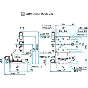 XYZ軸アルミクロスローラステージ(垂直) ステージサイズ40mm TAMシリーズ シグマ光機