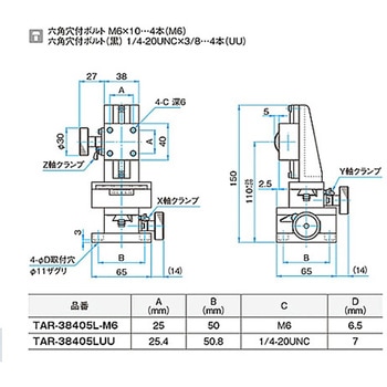 XYZ軸小型ラックピニオンステージ(垂直) TARシリーズ シグマ光機