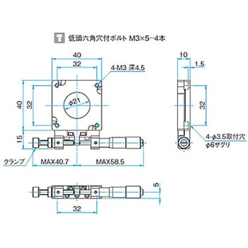 θ軸透過用微動ステージ(角・薄型) KSPTシリーズ シグマ光機